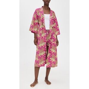 Print Fresh Womens Organic Cotton Bagheera Jungle Print Long Robe Pink Sz L/XL